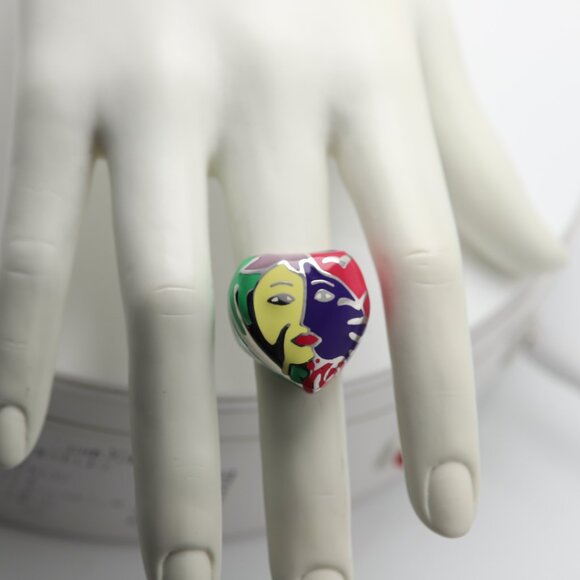 Art Ring Sterling Silver famous artist Enamel Inspired Artistic Ring - Picture 10 of 13